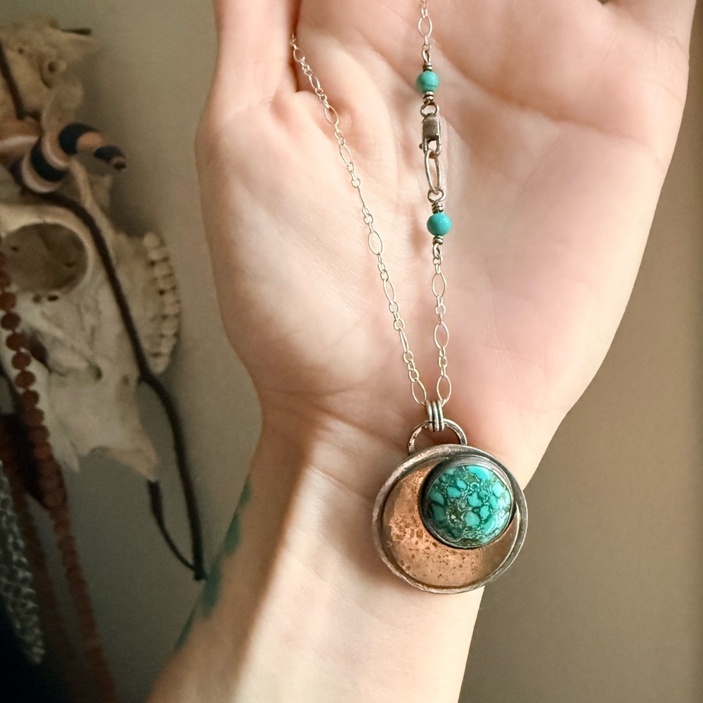 Artisan Sterling Turquoise Moon Necklace